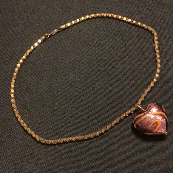 Murano Jewelry - EUC,MURANO GLASS ARTISAN MADE HEART PENDANT. 20” with pendant. 17” chain.